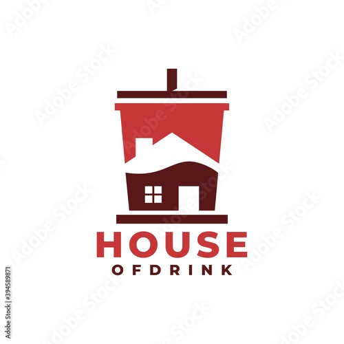 house and glass of drink logo vector