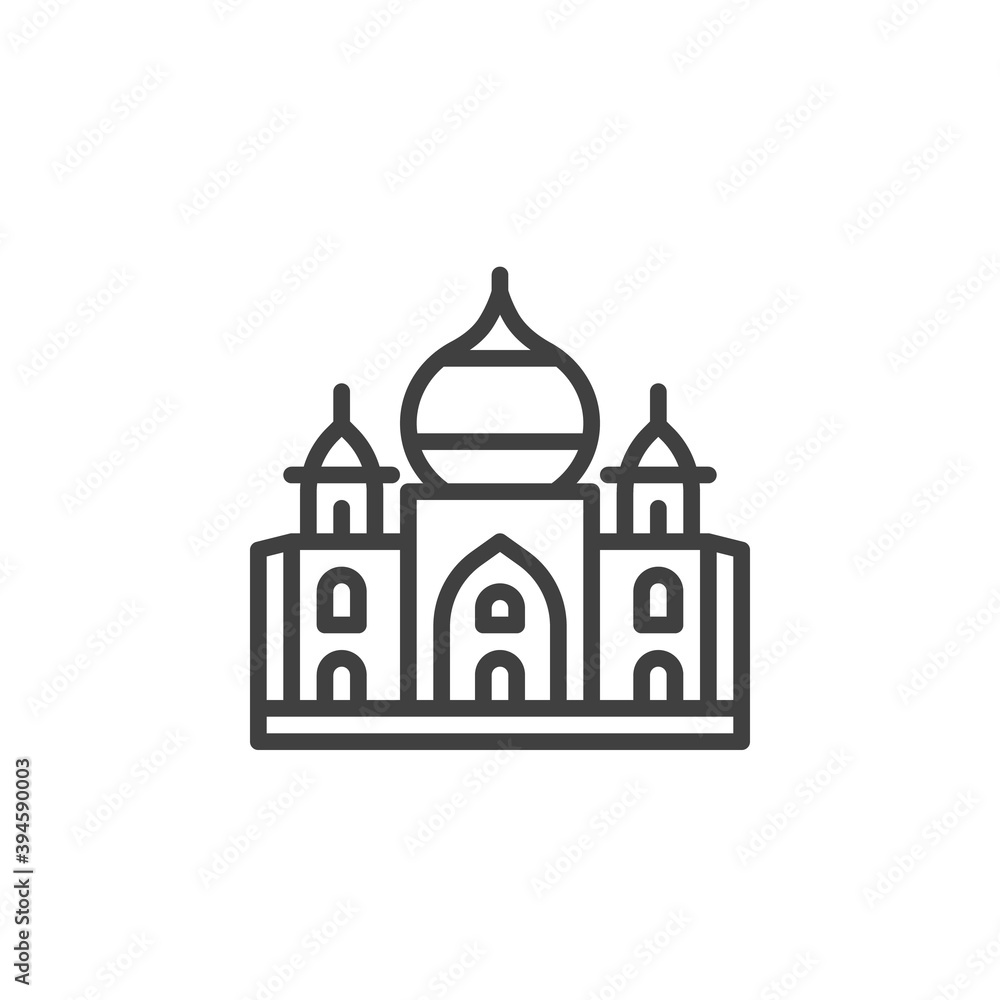 Taj mahal palace line icon. linear style sign for mobile concept and web design. India landmark outline vector icon. Symbol, logo illustration. Vector graphics