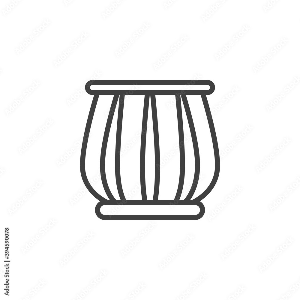 Indian drums tabla line icon. linear style sign for mobile concept and web design. Tabla musical instrument outline vector icon. Symbol, logo illustration. Vector graphics Indian drums tabla line icon. linear style sign for mobile concept and web design. Tabla musical instrument outline vector icon. Symbol, logo illustration. Vector graphics