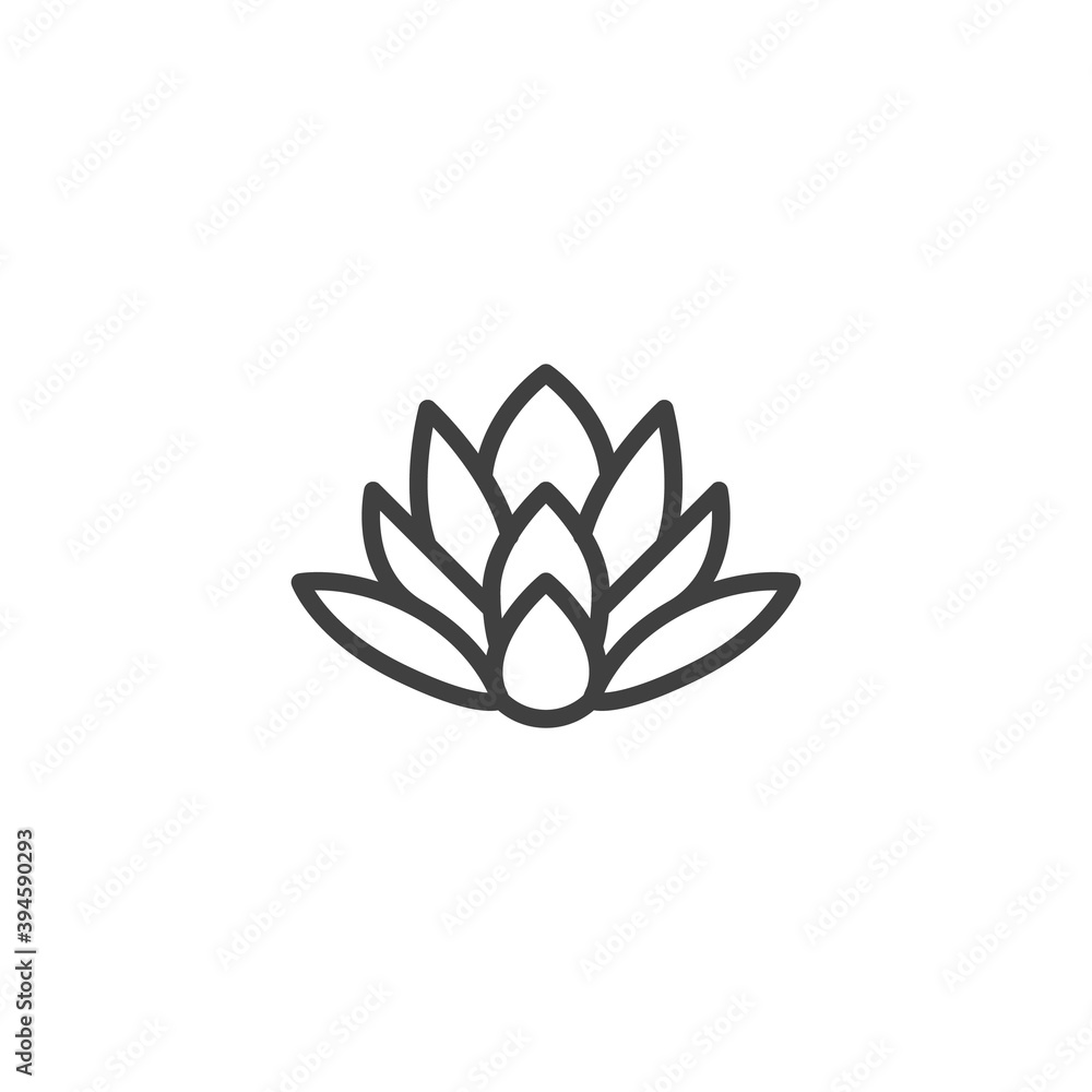 Lotus plant line icon. linear style sign for mobile concept and web design. Lotus flower leaves outline vector icon. Symbol, logo illustration. Vector graphics