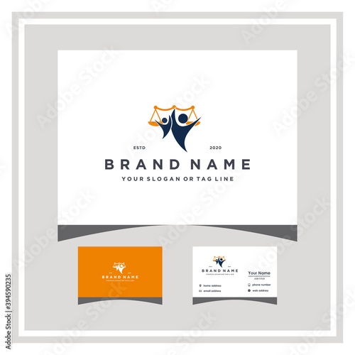 people law logo design and business card vector