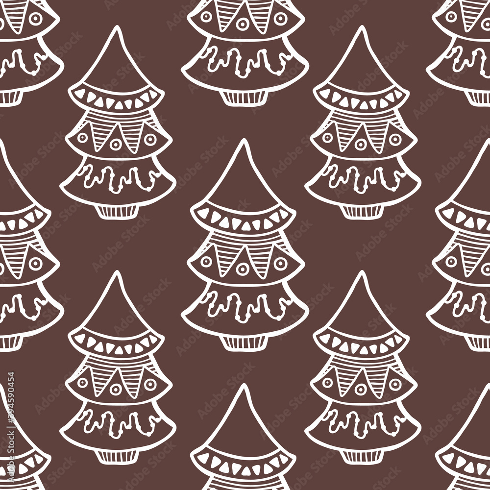 vector seamless pattern with hand drawn ornate doodle object