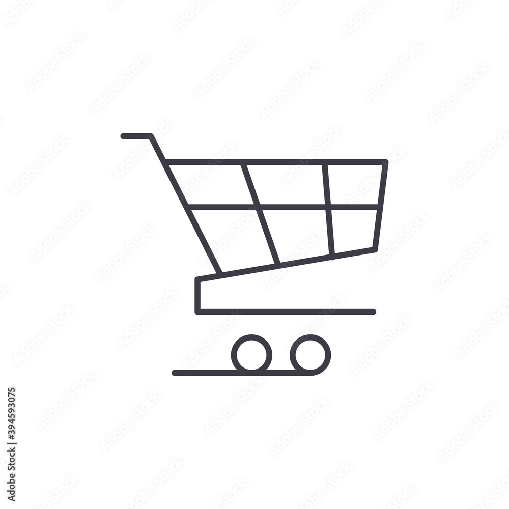 Market cart icon, linear isolated illustration, thin line vector, web design sign, outline concept symbol with editable stroke on white background.