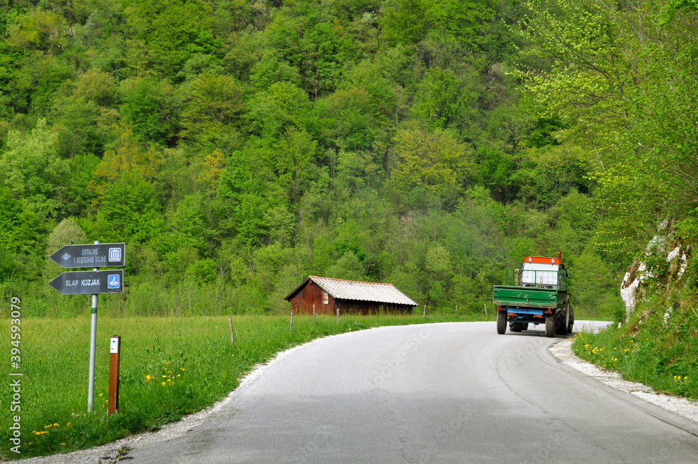 Old Van on Mountain Road near Kobarid, Slovenia Old Van on Mountain Road near Kobarid, Slovenia