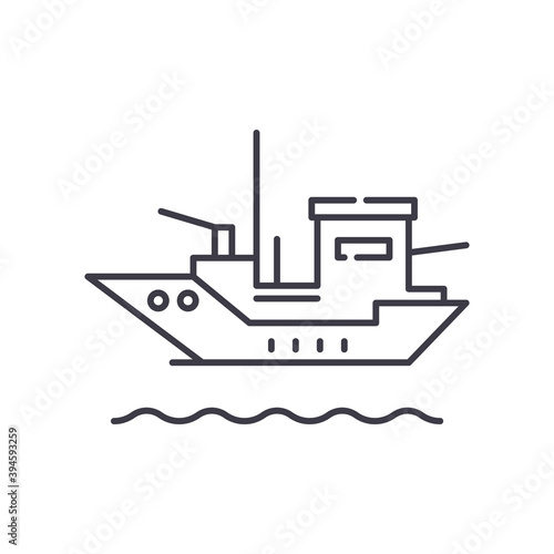 Maritime transport icon, linear isolated illustration, thin line vector, web design sign, outline concept symbol with editable stroke on white background.