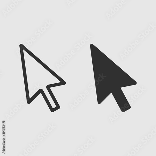 Computer mouse click pointer cursor arrow flat vector icon for apps and websites isolated on white background. Vector illustration.