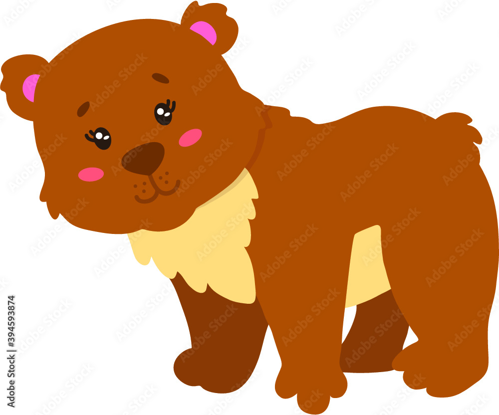 Fototapeta premium Vector educational illustration of cute cartoon animal character for children and scrap book
