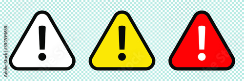 Danger sign, warning sign, attention sign. Danger icon, warning icon, attention icon.