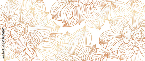 Luxury Lotus line arts hand draw background vector. Design for packaging design  social media post  cover  banner  creative post and wall arts.