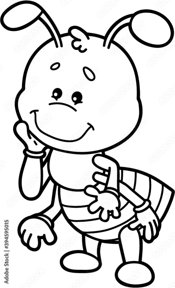 Vector illustration of cute cartoon ant character for children, coloring and scrap book Vector illustration of cute cartoon ant character for children, coloring and scrap book