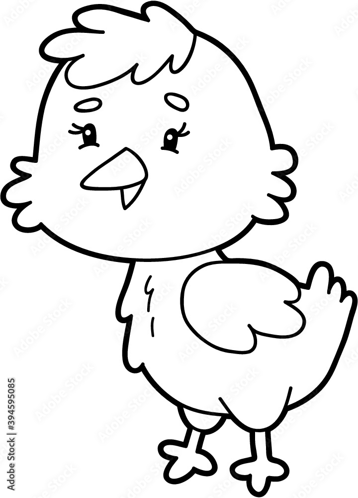 Vector illustration of cute cartoon bird character for children, coloring page Vector illustration of cute cartoon bird character for children, coloring page