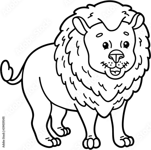 Vector illustration of cute cartoon lion character for children, coloring and scrap book