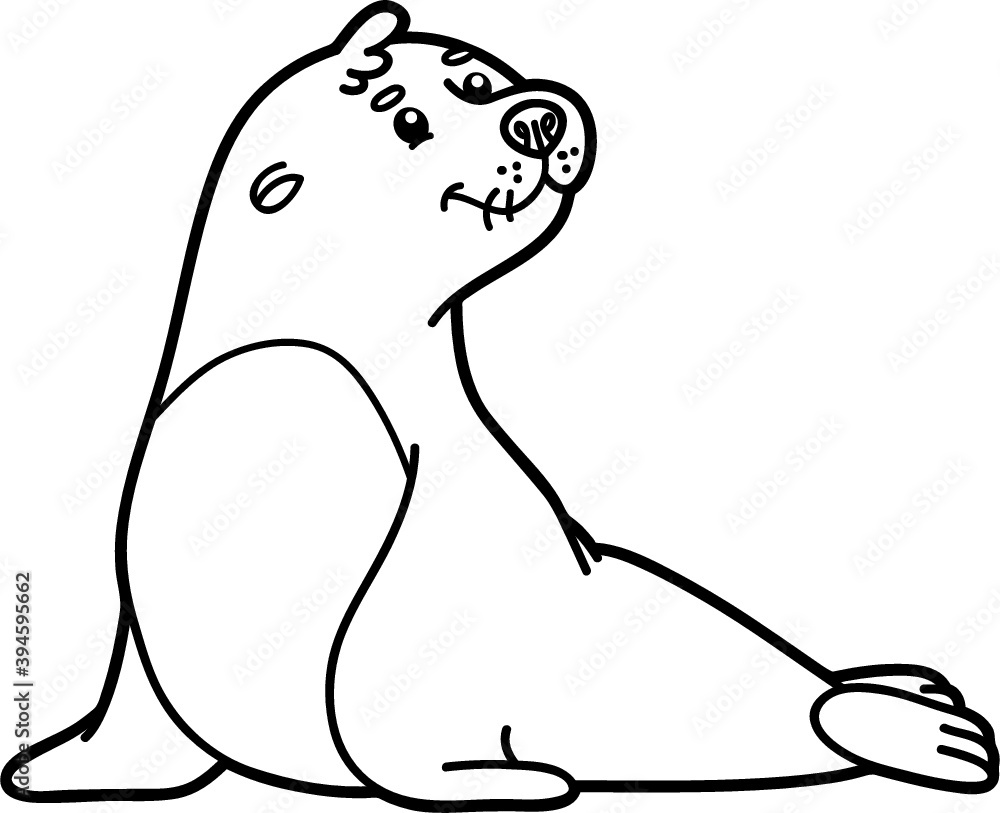 Vector illustration of cute cartoon seal character for children, coloring and scrap book Vector illustration of cute cartoon seal character for children, coloring and scrap book