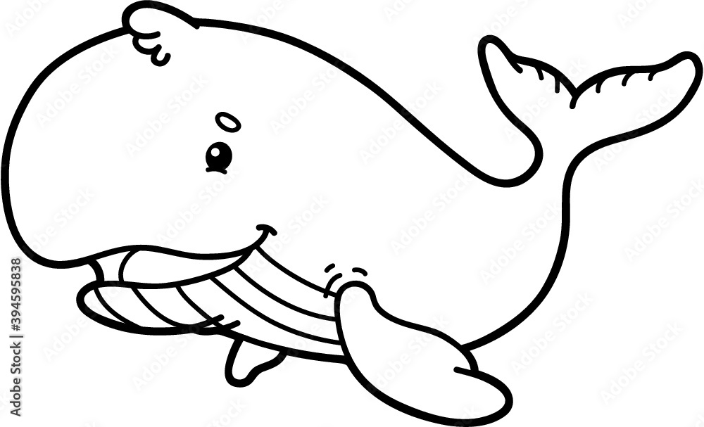 Vector illustration of cute cartoon whale character for children ...