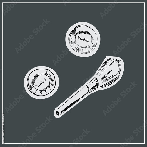 Cosmetic brushes, ball blush, eye shadow, powder, concealer, lipstick, cream, skin serum, nail polish. Perfume bottle, eau  de toilette, fragrance. Beauty shop, beauty box. set of decorative cosmetics