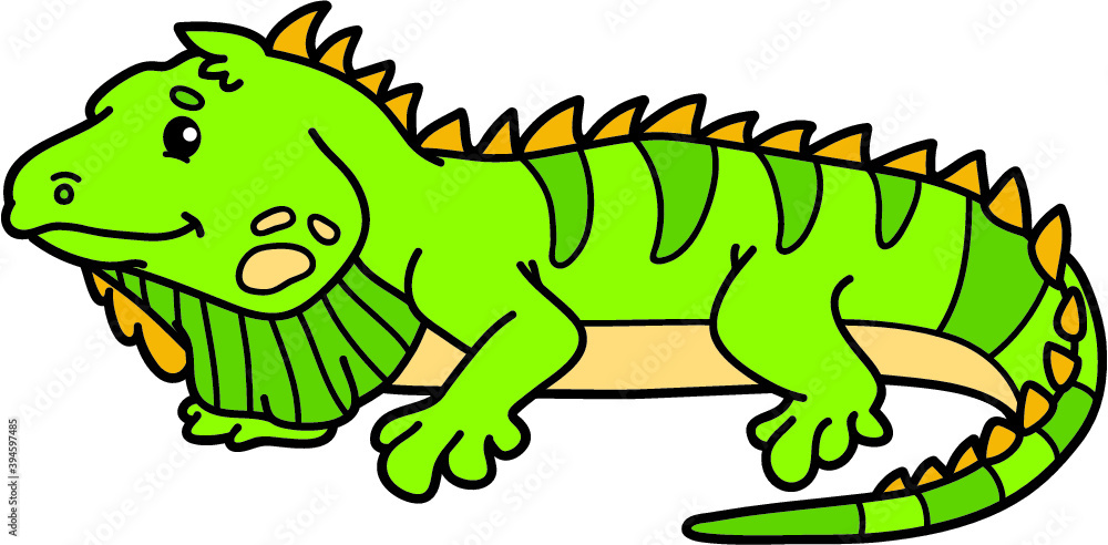 Fototapeta premium Vector illustration of cute cartoon iguana character for children and scrap book