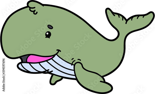 Vector illustration of cute cartoon whale character for children and scrap book
