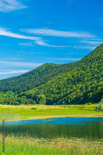 Beautiful green landscape in Lika region on Svica lake, Croatia