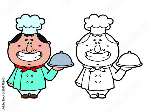 illustration coloring page of happy cartoon character for children, coloring and scrap book