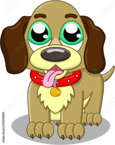 Vector illustration of cute cartoon puppy