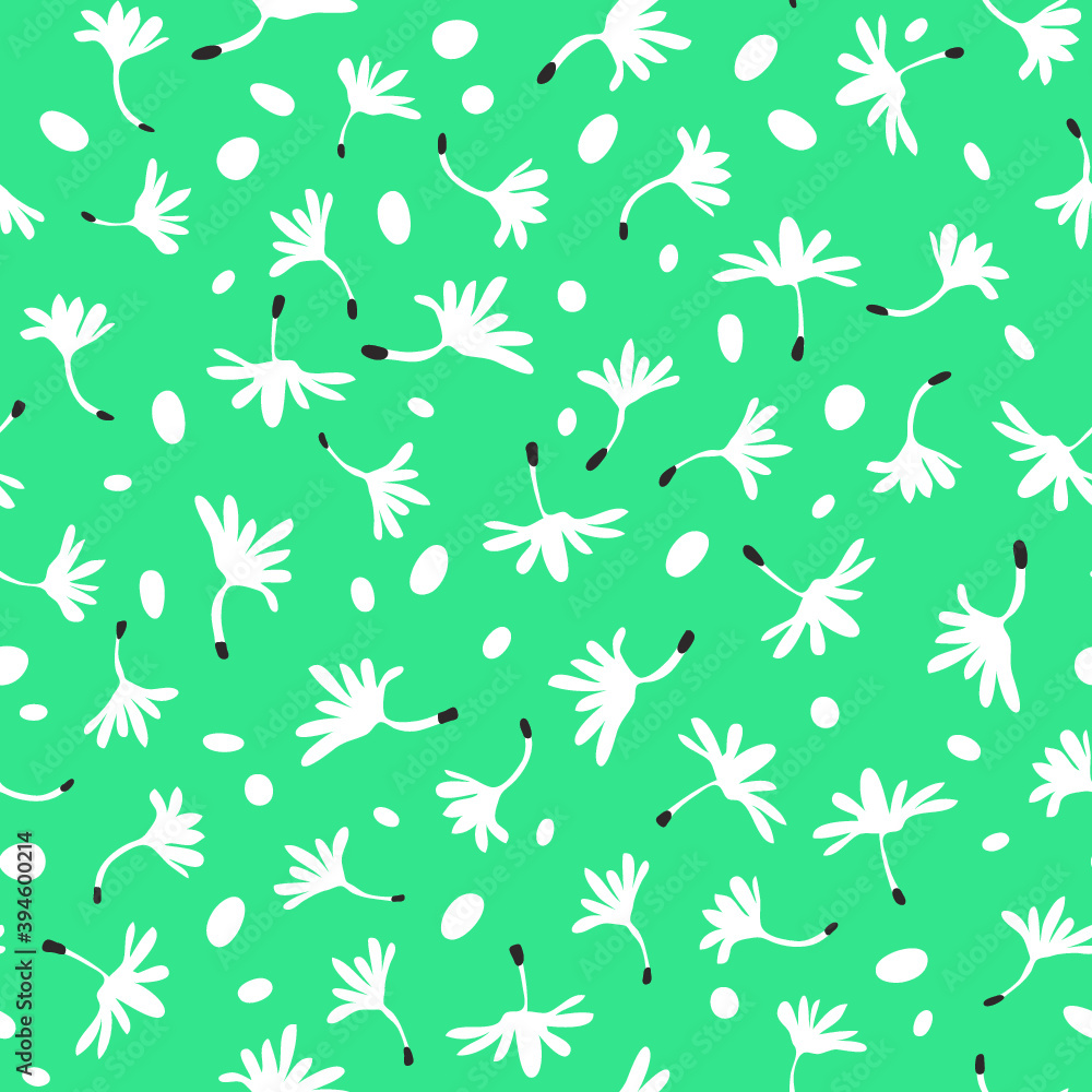 Naklejka premium vector seamless background pattern with funny simple flowers dandelion for fabric, textile