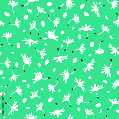 vector seamless background pattern with funny simple flowers dandelion for fabric, textile