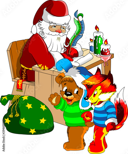 Santa Claus is writing a letter