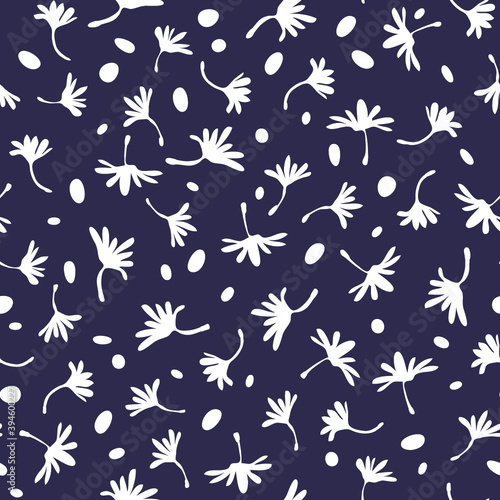 vector seamless background pattern with funny simple flowers dandelion for fabric, textile © boyusya