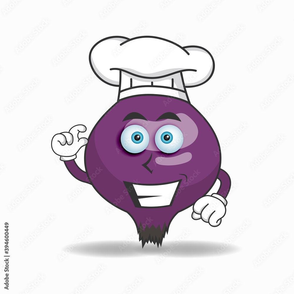 The Purple Onion mascot character becomes a chef. vector illustration The Purple Onion mascot character becomes a chef. vector illustration