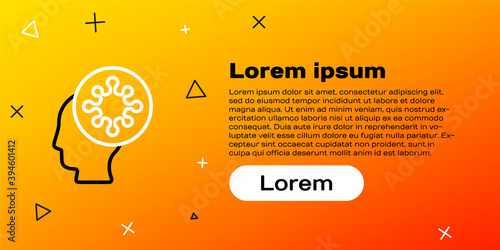 Line Human and virus icon isolated on yellow background. Corona virus 2019-nCoV. Bacteria and germs, cell cancer, microbe, fungi. Colorful outline concept. Vector Illustration.