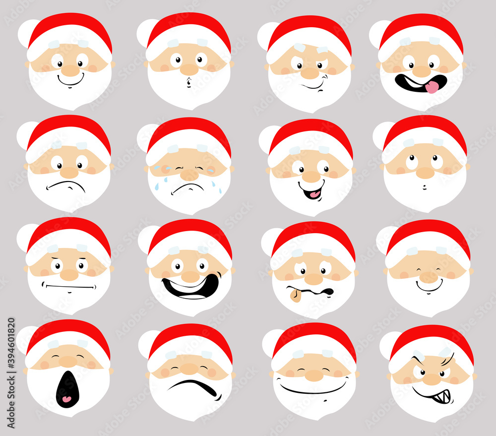 Santa Emoticon Icon Flat Design Cartoon Face Vector illustration