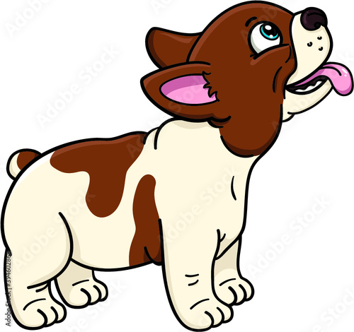 Cartoon illustration of cute french bulldog