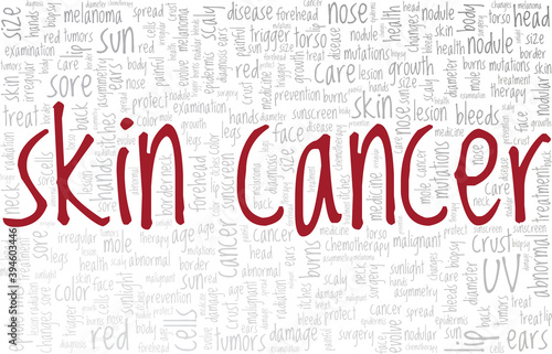 Skin cancer vector illustration word cloud isolated on a white background.