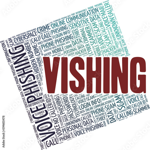 Vishing - voice phishing vector illustration word cloud isolated on a white background.