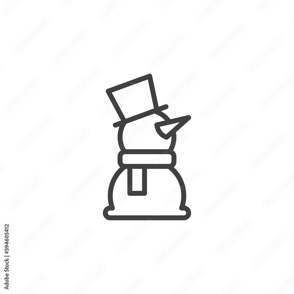 Snowman with hat and scarf line icon. linear style sign for mobile concept and web design. Christmas snowman outline vector icon. Symbol, logo illustration. Vector graphics Snowman with hat and scarf line icon. linear style sign for mobile concept and web design. Christmas snowman outline vector icon. Symbol, logo illustration. Vector graphics
