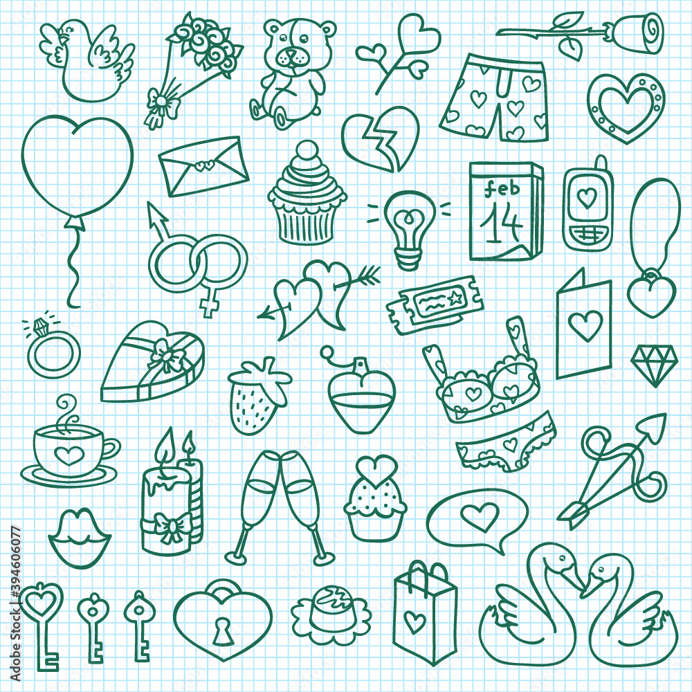 vector doodle collection of hand drawn icons vector doodle collection of hand drawn icons