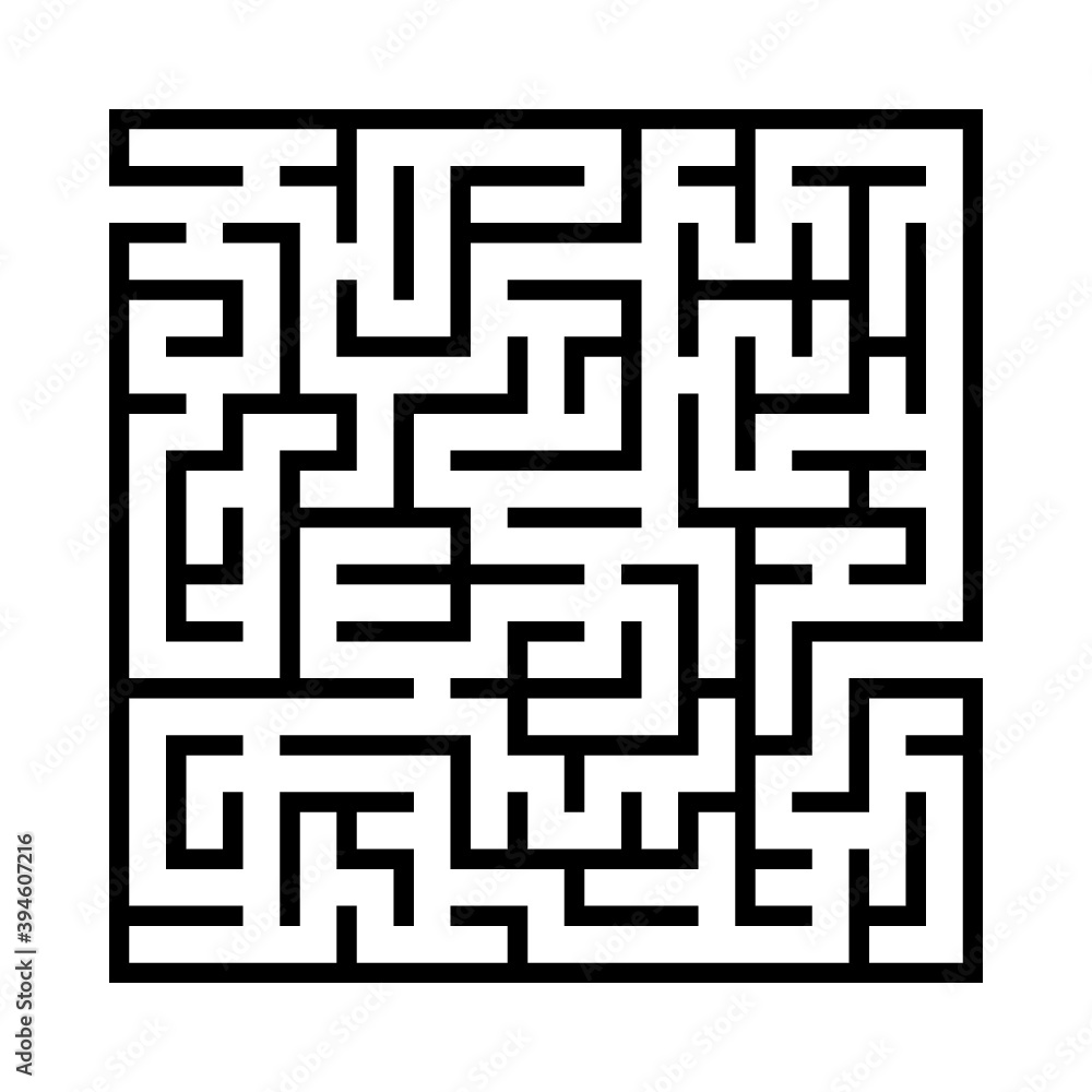 Vector illustration of simple labyrinth with some wrong ways and one exit