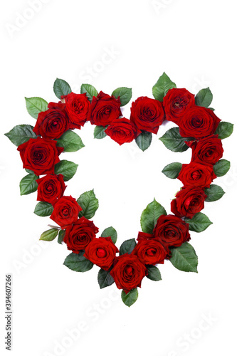 Red roses in heart shape