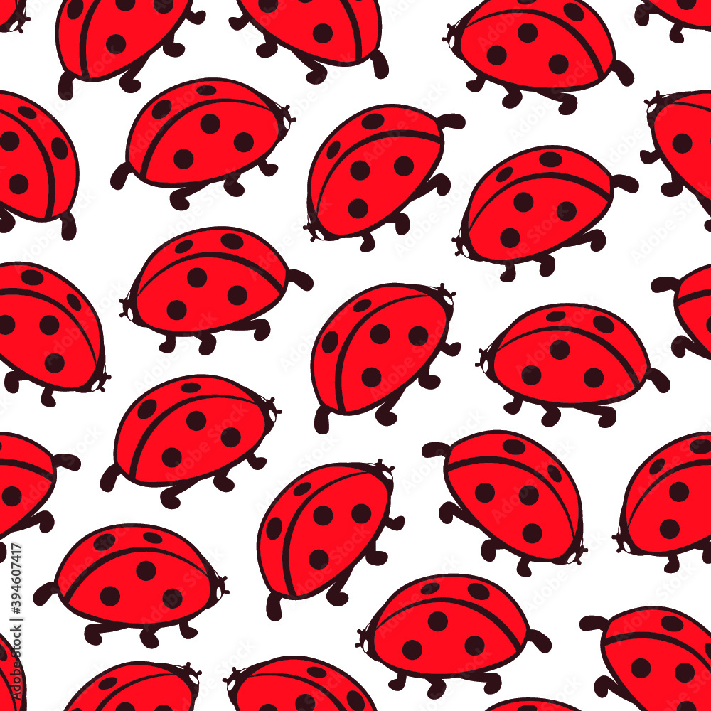 Naklejka premium Vector cute seamless pattern with ladybugs