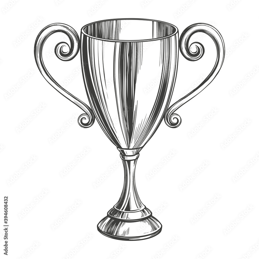 Award cup trophy hand drawn vector illustration realistic sketch Award cup trophy hand drawn vector illustration realistic sketch