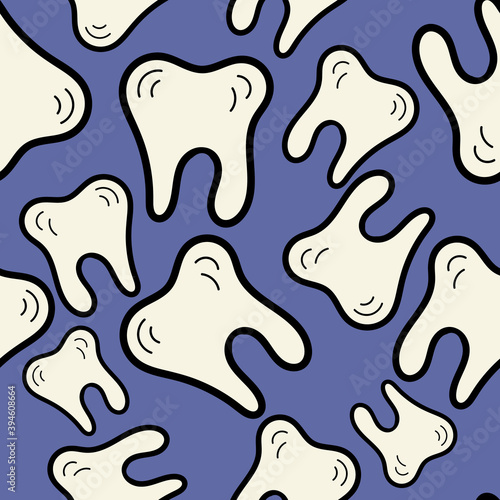 vector medical seamless pattern of white healthy teeth for dentist on blue background
