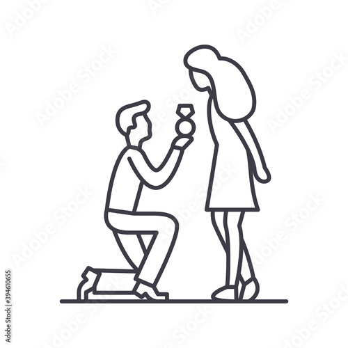 Marry me icon, linear isolated illustration, thin line vector, web design sign, outline concept symbol with editable stroke on white background.