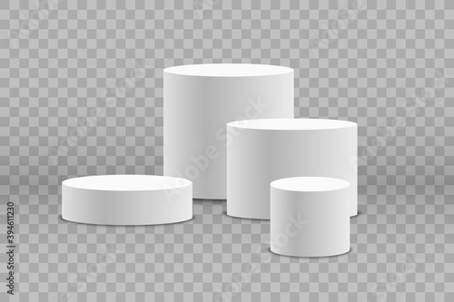 White podium or platform with spotlights. A pedestal for rewarding the winners.