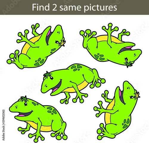 Vector illustration of kids puzzle educational game Find same pictures for preschool children