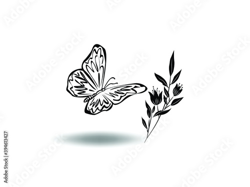butterfly Icon Vector illustration. leaves symbol. tattoo sign, emblem isolated on white background, Flat style for graphic and web design, logo, silhouette
