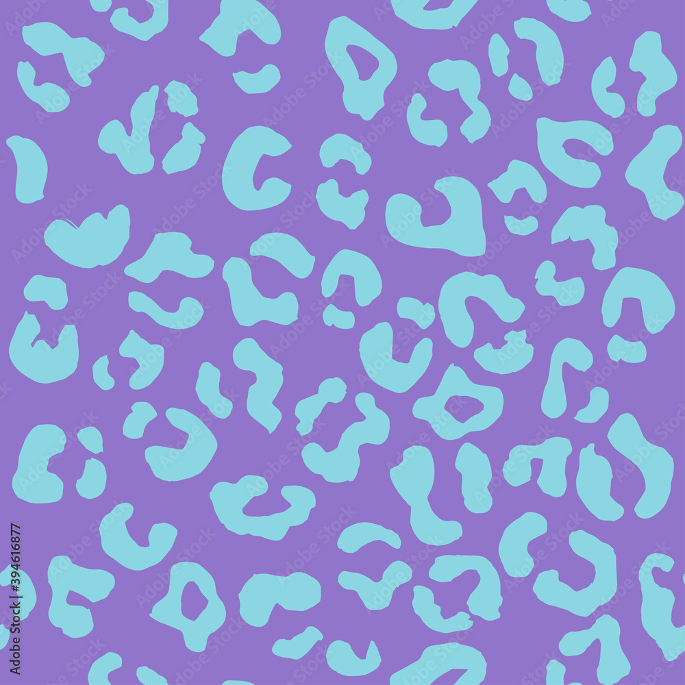 Leopard seamless pattern. Vector animal print. Turquoise spots on a violet  background. Jaguar, leopard, cheetah, panther fur. Leopard skin imitation  can be painted on clothes, paper or fabric. Stock Vector | Adobe