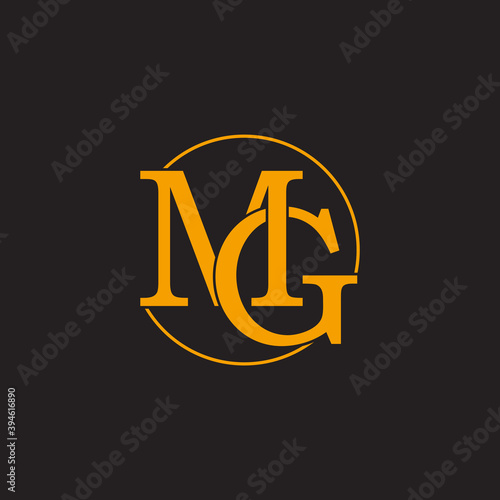 letter mg overlap font flat geometric circle logo vector