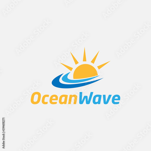 ocean wave logo design template elements