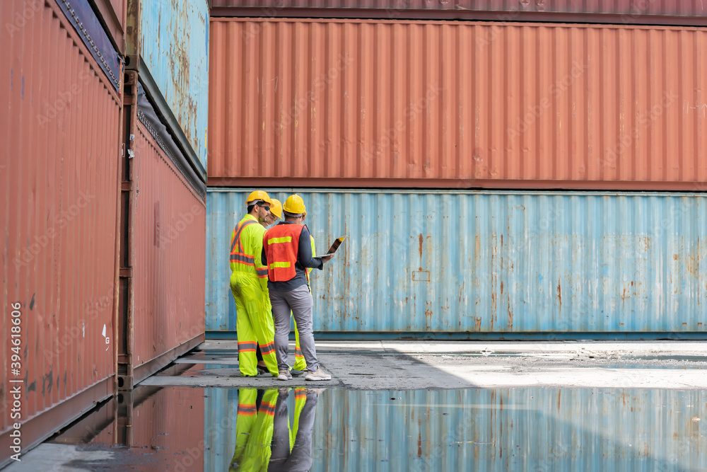 Logistics and transportation business Containers import concept