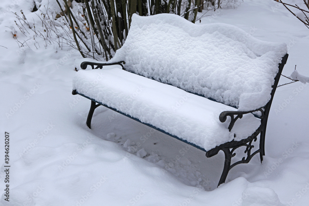 image of park bench snow image of park bench snow